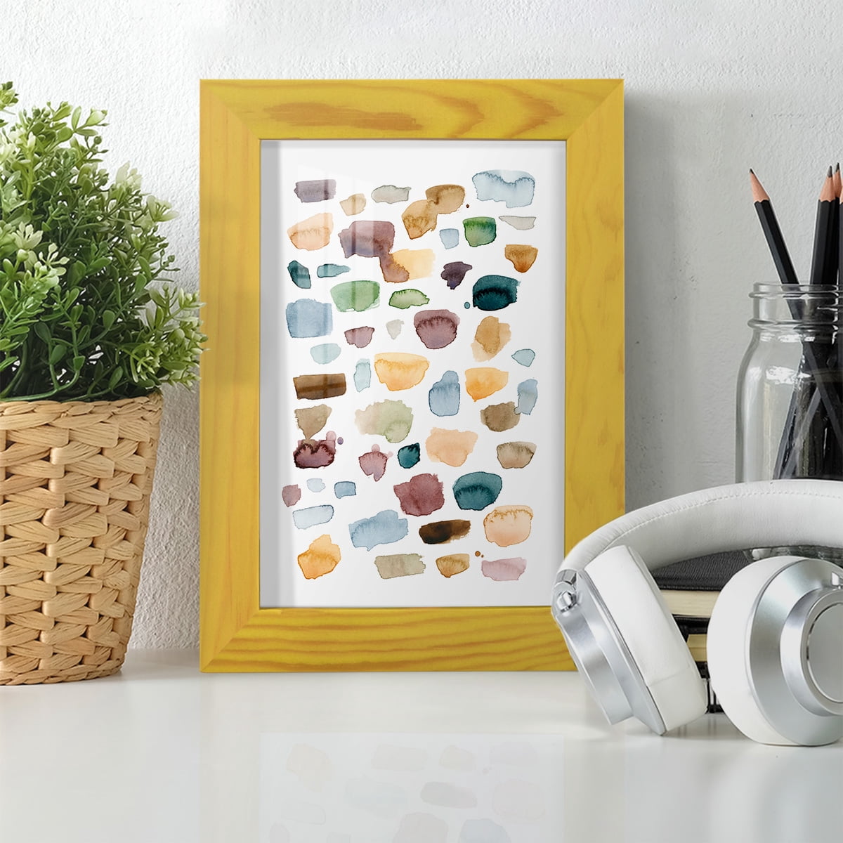 Shattered Segments I - Framed Print w/glass - Sunflower Yellow