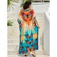 thumbnail image 3 of Edolynsa Women Print Kaftan Cover up Casual Summer Dress Plus Size Cafan Loungewear Maxi Beachwear Long Resort Outfits, 3 of 9