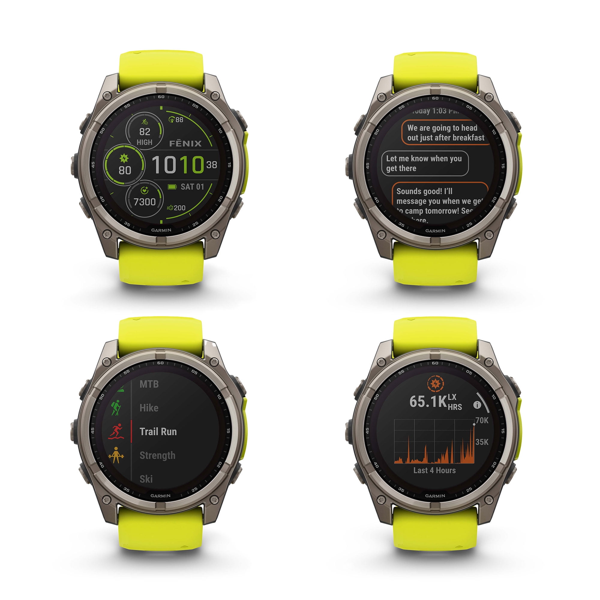 Garmin Fenix 8 51MM Solar Sapphire Multisport GPS Smartwatch Titanium with Amp Yellow Silicone Band, 48 Days Battery Life, Built-in LED flashlight, Health & Fitness Smart Watch Bundle for Men & Women