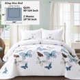 thumbnail image 6 of Butterfly Quilt Set King Size - Soft Microfiber Lightweight 3-Piece for All Season, White (1 Quilt, 2 Shams), 6 of 9
