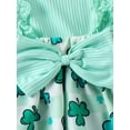 thumbnail image 6 of Bslissey Baby Girls Sleeveless Romper Dress Lace Patchwork Shamrock Print Jumpsuit with Bow Headband Newborn Infant Cute Bodysuit Dress for Spring Summer 0-18 Months, 6 of 9