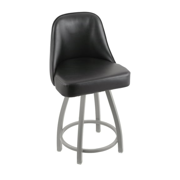 840 Grizzly 25" Swivel Counter Stool with Anodized Nickel Finish and Black Vinyl Seat