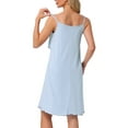 thumbnail image 3 of INSPIRE CHIC Camisón de Mujer con Tirantes Espagueti Lencería Vestido de Noche Deslizamiento Completo Volante Cami Deslizamiento Chemise Ropa de Dormir Suave S Azul, 3 of 6