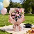 thumbnail image 6 of Hand-Woven Graduation Bouquet with Plush Teddy Bear, Blue Polyester Floral Gift Set for Class of 2026, 6 of 6