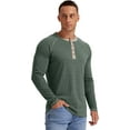 thumbnail image 4 of JWD Mens Henley Long Sleeve T-Shirt Cotton Casual Shirt US VG Green L, 4 of 6
