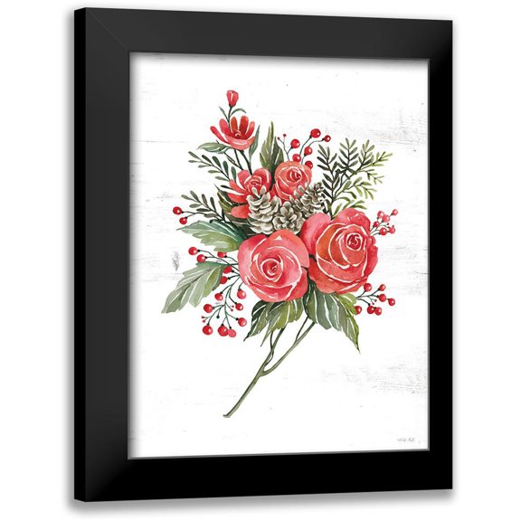 Jacobs, Cindy 12x14 Black Modern Framed Museum Art Print Titled - Rose Christmas Botanical