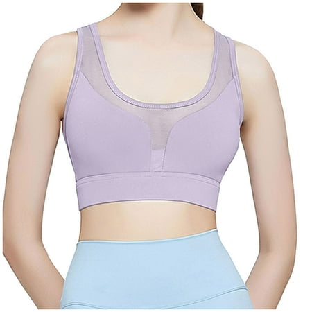Womens Bra and Panty Sets Seamless Bra Feature V-Neck Sport Bra Style W-308 Purple S