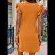 thumbnail image 5 of Vestido Tipo Chaleco Holgado con Mangas de y Escote en V Profundo para Mujer, Color Naranja, Talla M, 5 of 6