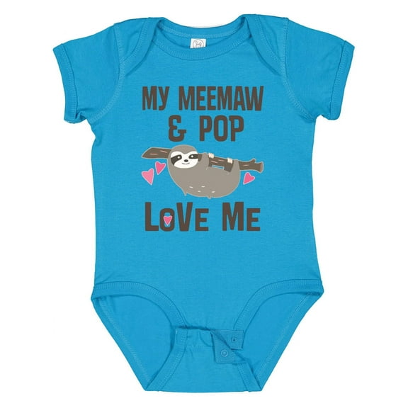 Inktastic Meemaw and Pop Grandchild Sloth Girls Baby Bodysuit