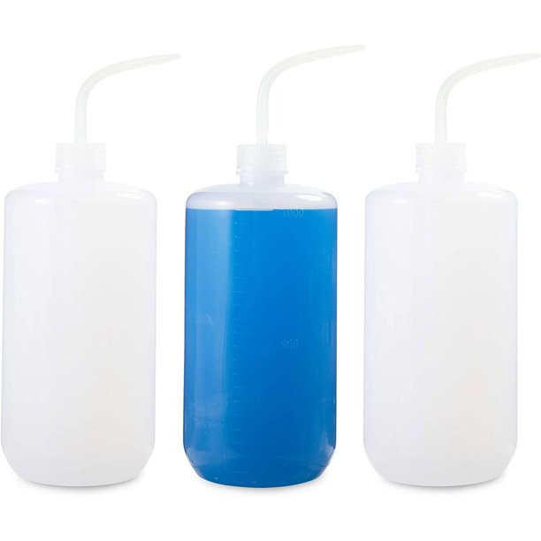 3Pack Plastic Squeeze Bottles, Squirt Container with Angle Bent Tip