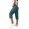 thumbnail image 3 of Capris pour Femmes, Yigetop Capris Cargo à Coupe Décontractée pour Femmes Pantalons de Randonnée Été Voyage Plein Air Décontractés Amples Confortables Pantalons Raccourcis Capris Cargo pour Femmes Bleu Ciel 2TG, 3 of 5