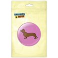 thumbnail image 1 of Dachshund Weiner Dog Cartoon on Pink Pinback Button Pin Badge, 1 of 2