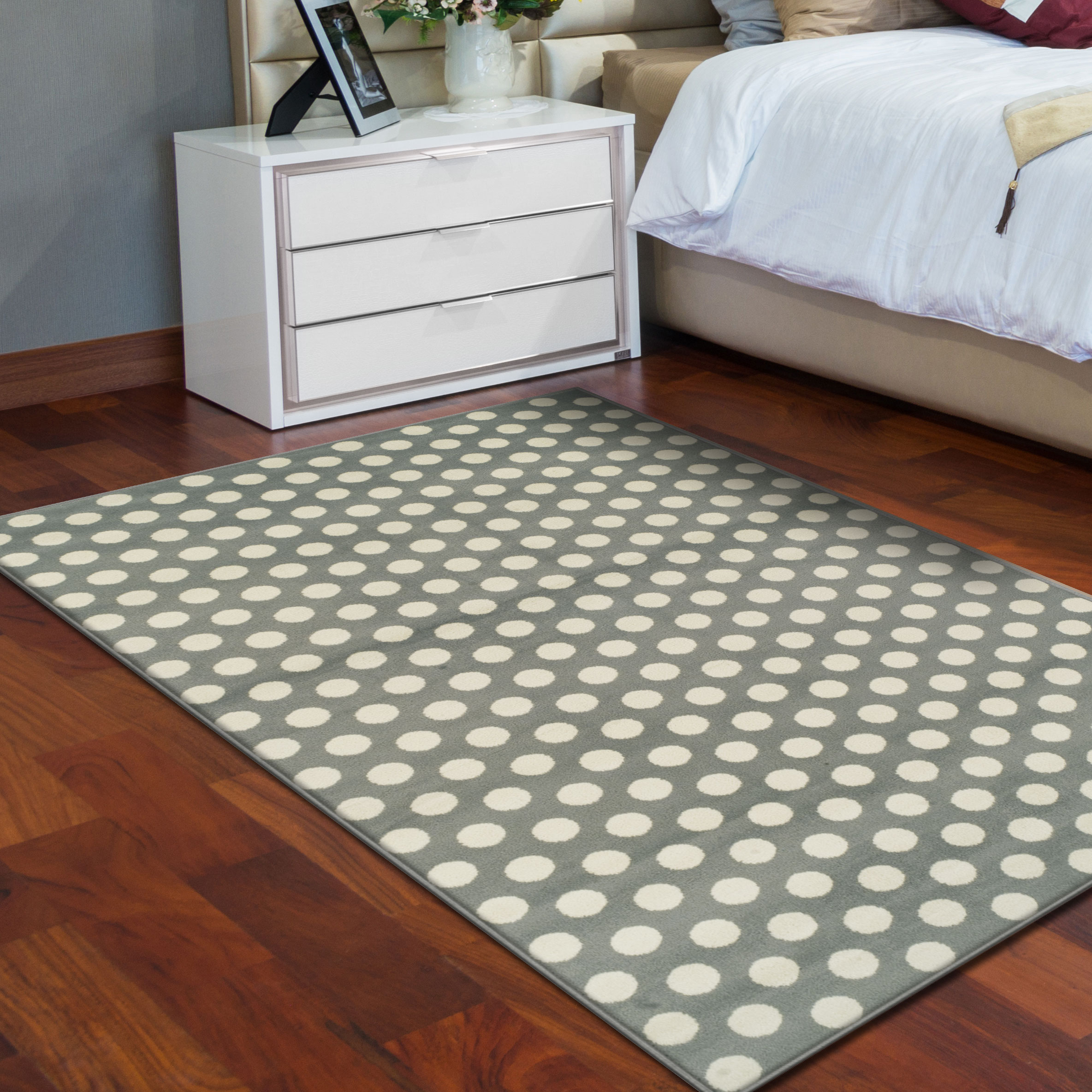 Superior Polka Dots Transitional Modern Area Rug, Gray