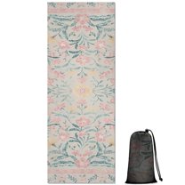 Pink Floral Pattern Hot Yoga Mat Towel Non Slip for Hot Yoga - Quick-Drying Yoga Mat Cover with 4 Corner Pockets with Travel Bag - Hot Yoga Towel Non Slip Grip Moisture Wicking Sweat 70"x26"
