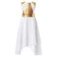 thumbnail image 2 of iiniim Girls Praise Dance Dress Color Block Metallic Liturgical Worship Lyrical Dancewear White 8, 2 of 7