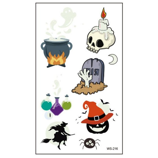 Left Wind 11 Kinds Luminous Tattoo Halloween Party Cartoon Pirate Unicorn Temporary Body Sticker Disposable Waterproof Tatouage Temporaire Style 2 Walmart Com