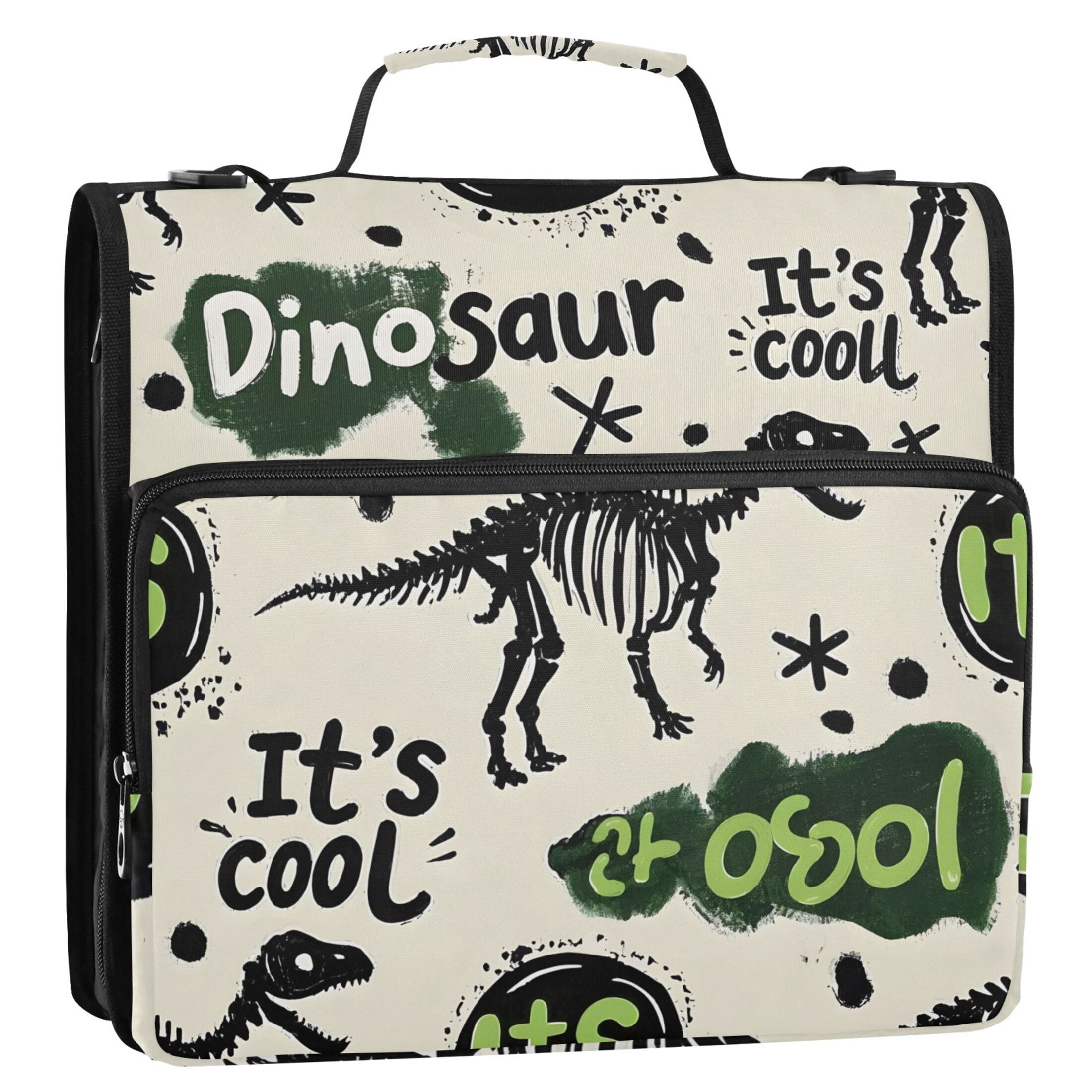 ALAZA Zipper Binder Dinosaur Graffiti 3 Ring Trapper Keeper File Folder Organizer Bag