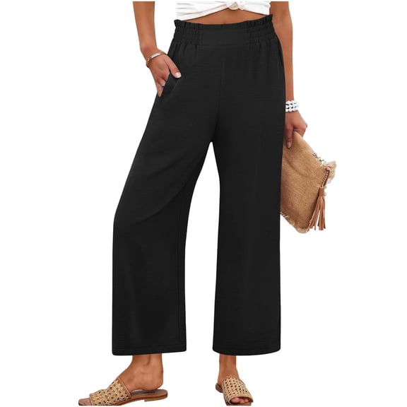 POROPL Womens Wide Leg Pants Palazzo Summer Beach High Waisted Flowy Pants with Pockets