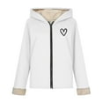 thumbnail image 5 of BiZtdJrK Valentine's Day Sweatshirt Jackets for Women Heart Print Long Sleeve Zip Up Hoodie Jacket Fleece Lined Comfy Casual Hooded Outerwear with Pockets White S, 5 of 9