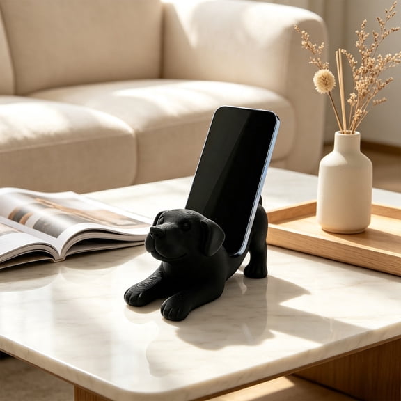 Cute Dog Phone Stand for Desk, Labrador Puppy Cell Phone Holder for Office Home Decor, Non-Slip Plastic Desktop Phone Cradle for iPhone Samsung, 3.94x2.76x0.79 Inches