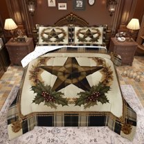 Homewish Retro Texas Stars Bedding Comforter Set for Teen, Western Fashion Twin Comforter Sets, Southwestern Plaid Reversible Bedding Set, Super Cozy Room Decor, 2pcs