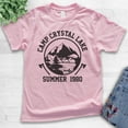 thumbnail image 2 of Kids Camp Crystal Lake Shirt, Youth Kids Boy Girl T-Shirt, Funny Halloween T-shirt, Horror Graphic Tee, Light Pink, Small, 2 of 4
