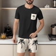 thumbnail image 4 of Ensembles de Pyjamas 2 Pcs pour Hommes Ultra Doux Texturés Costumes Athlétiques Extensibles Col Rond Manches Courtes Chemises Athlétiques Extensibles Séchage Rapide Vêtements de Détente Shorts Ensembles d'Été Hommes 2 Pcs Chemise de Nuit, 4 of 6