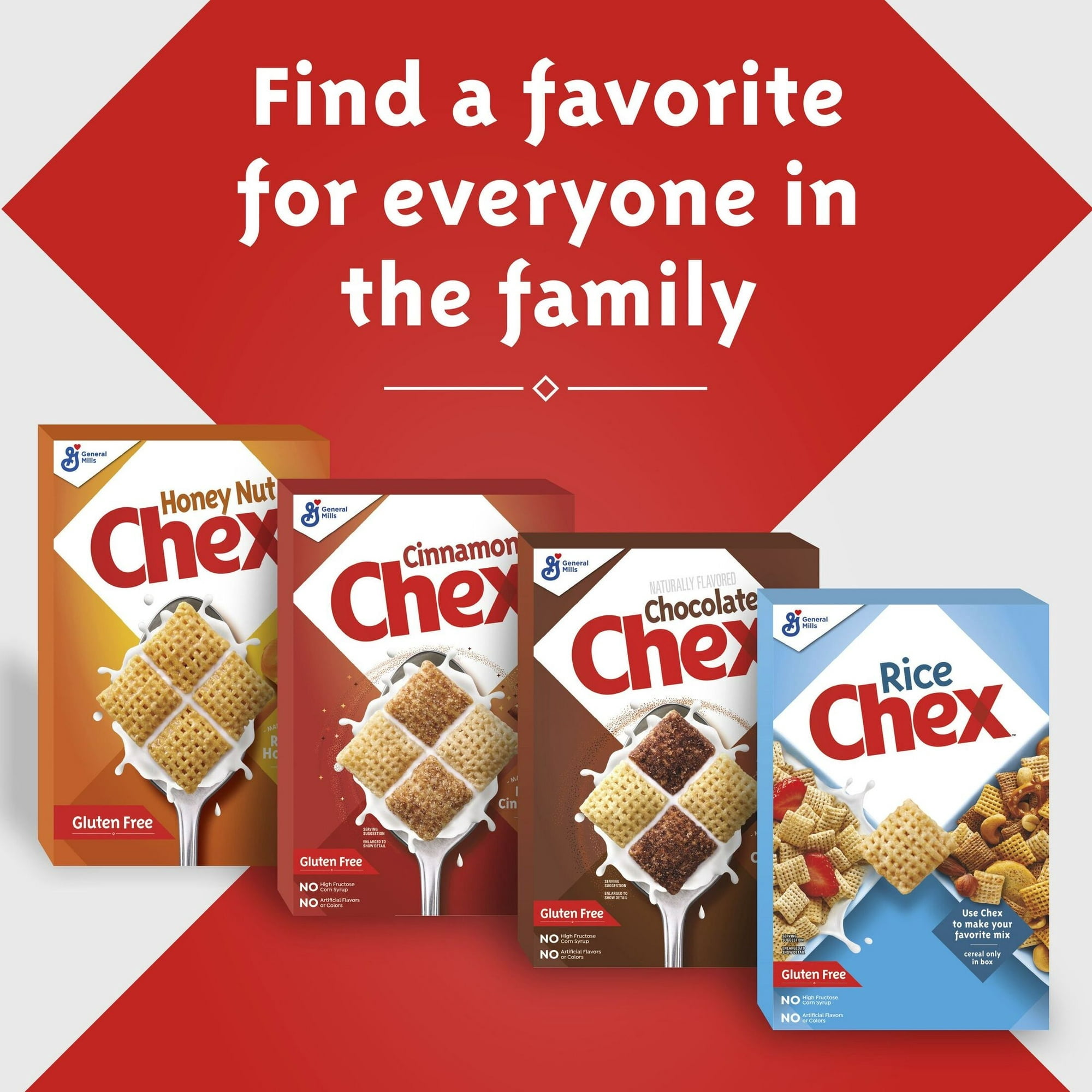 Cinnamon Chex Cereal, Gluten Free Breakfast Cereal, Family Size, 19.2 oz(pack of 4)