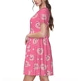 thumbnail image 2 of Disketp Cartoon Pigs and Hearts para Vestido de Manga Corta para Mujeres, Vestidos de Verano para Mujeres, Casual y Holgado para la Playa, 2 of 6