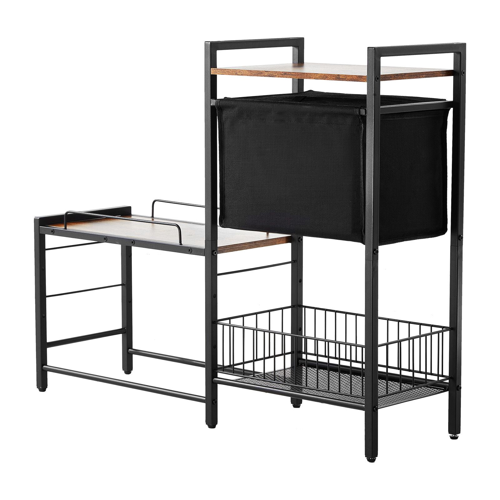 Dranite Elevated Pet Feeding Station with Storage, Raised Dog Bowls, Food Storage Shelves