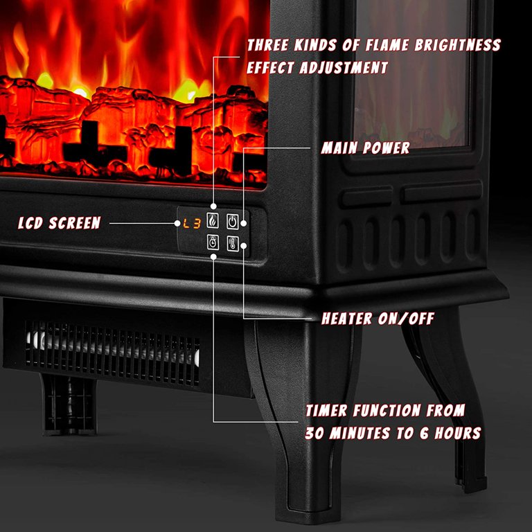 Euhomy Electric Fireplace Heater with Remote Control, 23 Indoor  Freestanding Fireplace Stove with Realistic Flame Effect, 1400W Space Heater,  Overheat Auto Shut Off Safety Function, CSA Certified - Walmart.com