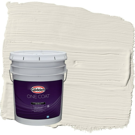 Glidden One Coat Hourglass / Off-White Satin Exterior Paint with Primer, 5 Gallon