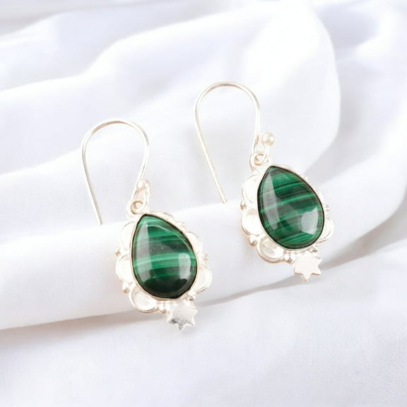 Malachite Earring 925 Sterling Silver Jewelry