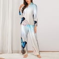 thumbnail image 3 of Bingfone Womens Pajama Sets Butterfly In Blossoms Zen Print,Long Sleeve Loungewear Pajamas Set-Medium, 3 of 9