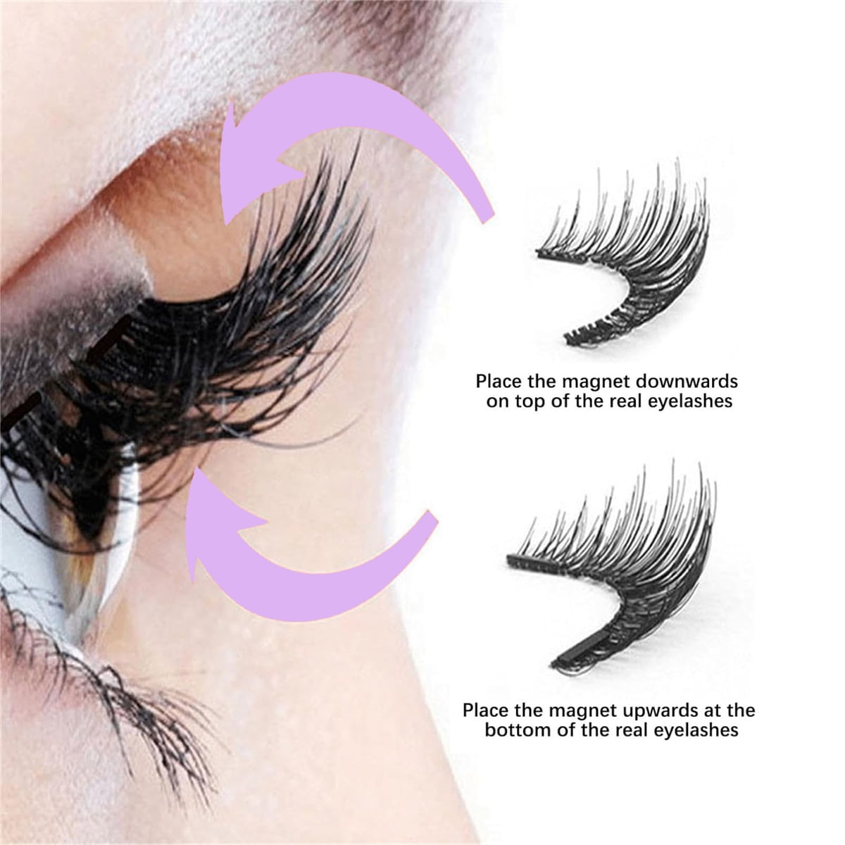 Magnetic Eyelashes, 3 pairs, Magnetic, Magnetic, False Eyelashes, Magnetic Eyelashes with applicator tweezers, for daily make-up or dating, wedding, party