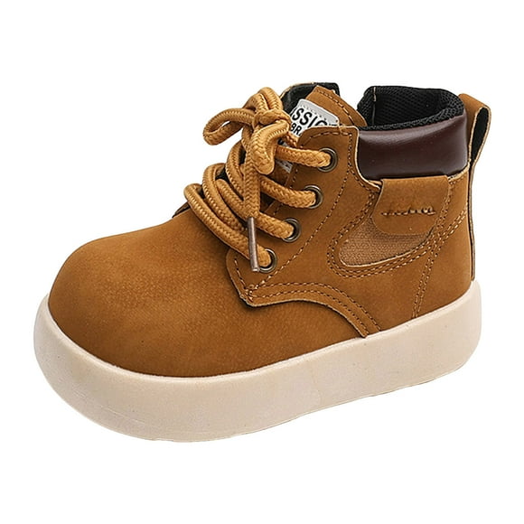 Wxirdiow Boys Waterproof Winter Snow Boots Children's Boys' Lace Up Soft Soled Are Comfortable Fashionable And Versatile Outdoor Boots Yellow Size,3.5-4 Years