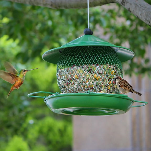 geerera Metal Automatic Bird Feeder Outdoor Hanging Feeder for Balcony Garden Patio Bird Feeding Supplies