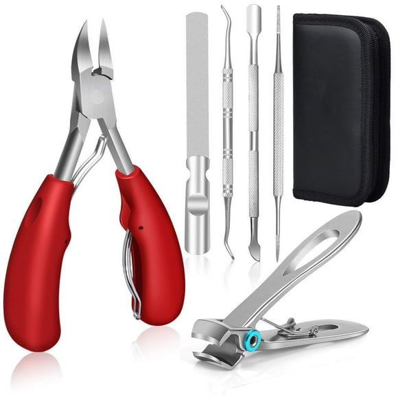 Toe Nail Nipper, Toenail Cutter or Ingrown Nail Clipper, For Thick Fungus Toes, Ingrown Toenail Nipper, Precision Toenail Cutter - Sturdy Nail Scissors in Soft Grip With Nail File(red)