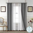 thumbnail image 1 of Mainstays 4 Piece Wave Jacquard Window Curtains Panel Set, Dark Grey, 27.5" W x 84" L, 1 of 6