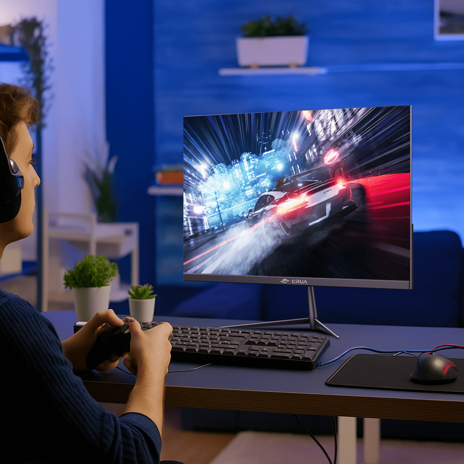 CRUA 24.5 inch 200hz Ips FHD gaming monitor 1920x1080 120% Srgb Freesync, DP/HDMI, built-in speakers, support wall mounting black