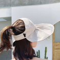 thumbnail image 2 of Sombreros Sombreros para el sol para damas Sombrero grande de ala ancha con cola de caballo (beige), 2 of 4