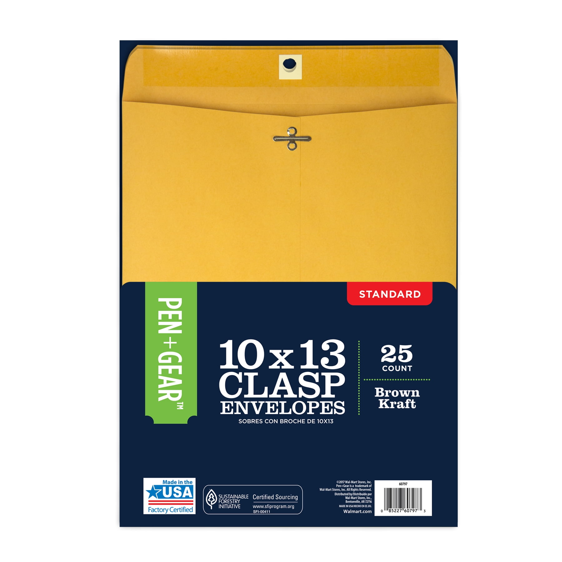 Pen+Gear, 10x13 Clasp Envelopes, 24 lb. Brown Kraft with Gummed Closure