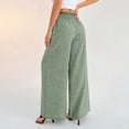 thumbnail image 5 of Women's High Waisted Palazzo Pants Cotton Linen Wide Leg Trousers Casual Smocked Waist Beach Pants Flowy Long Swing Pants, 5 of 10