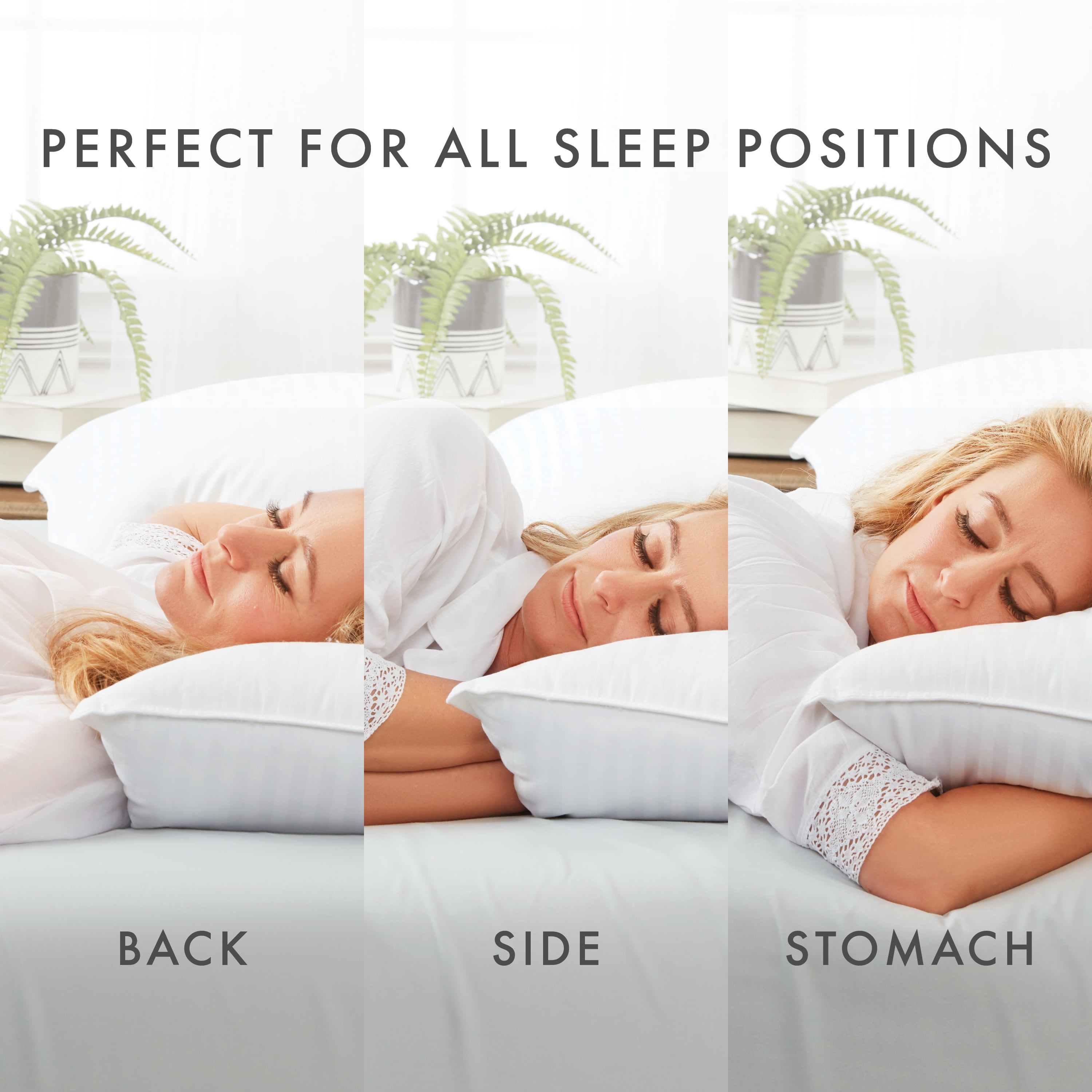 Noble Linens Cooling Luxury Gel Fiber Pillows with 100% Cotton Cover (Set of 2), Queen, White