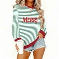 thumbnail image 4 of Maplenight Christmas Sweatshirts for Women Letter Printed Striped Crew Neck Sweatshirt Long Sleeve Regular Fit Casual Pullover Tops, 4 of 7