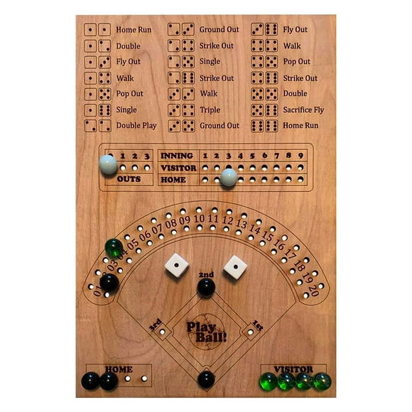 Baseball Dice Board Game Wooden Board Table Math Game With Dices Classic Math Number Game With 12 Glass Pinballs Interactive Desktop Sport Board Game For Kids Adults Family Cat Piano for Toddlers