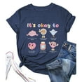 thumbnail image 4 of LUOGENLI T-shirts pour Femme pour Femmes Femmes Décontracté Imprimé Manches Courtes Col Rond T-Shirt Ample Blouse Hauts T-shirts pour Femmes T-shirts Graphiques TTG Grande Taille Saint-Valentin Marine TG, 4 of 4