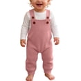 thumbnail image 4 of BRGZLK Baby Boys Girls Knit Overalls 2026 Autumn Winter Solid Color Knitted Jumpsuit Long Pants for Toddlers Newborn Infants Pink 12-18 Months, 4 of 7