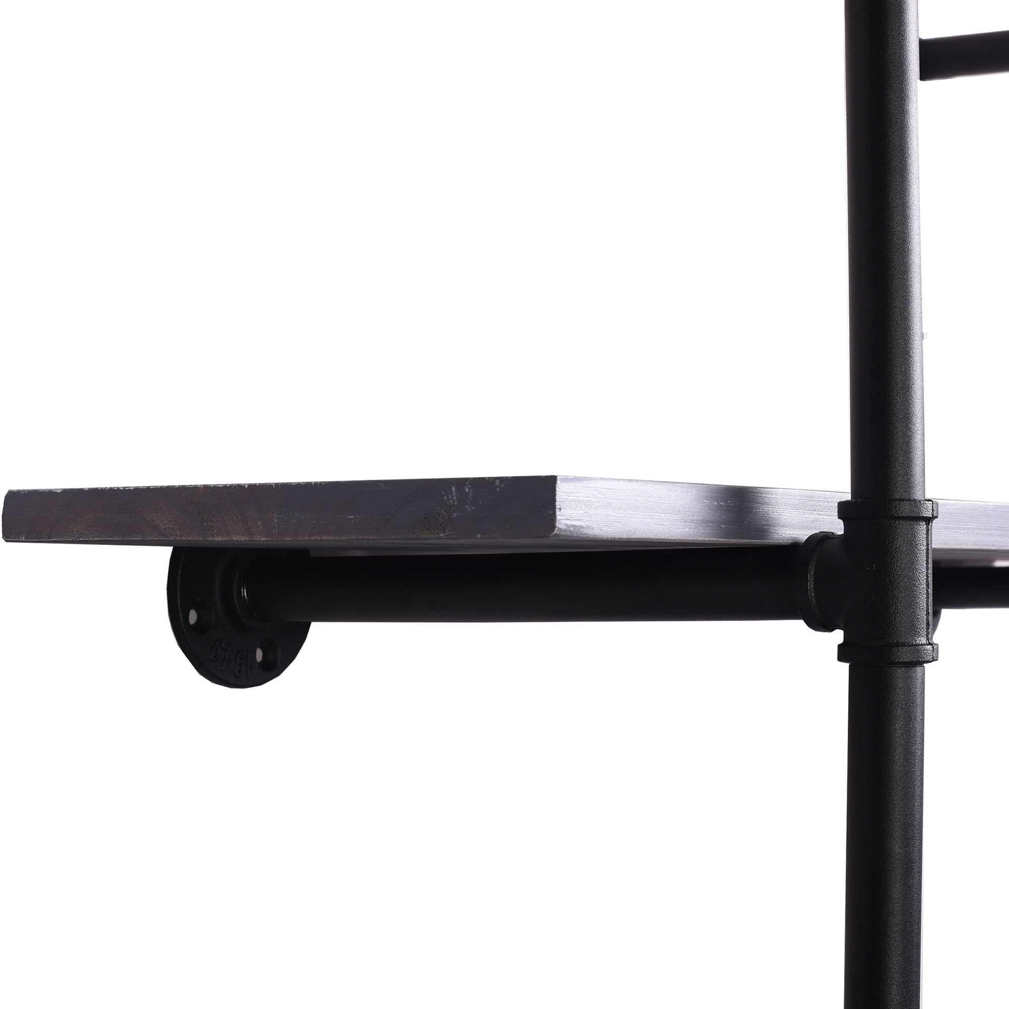 Warehouse of Tiffany Feduor Black Pipe 2-Level Weathered Gray Floating Wooden Bookshelves
