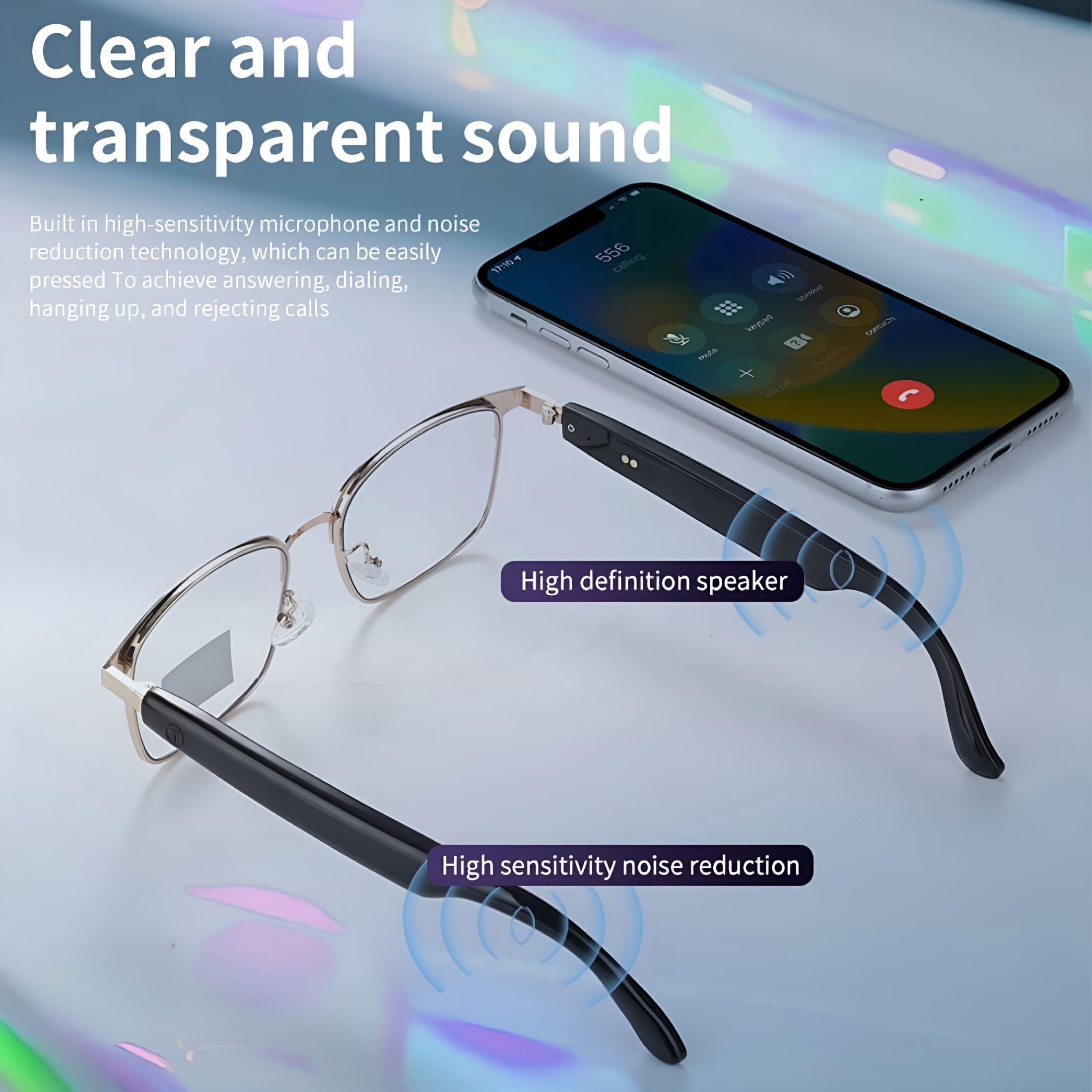 HBMYN Smart Wireless Glasses Wearable Audio Sunglasses with Sound Mic & Speakers Smart Reading Glasses for Men